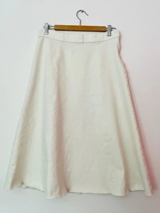 Massimo Dutti White Wool A-line Midi Skirt - Picture 2 of 8